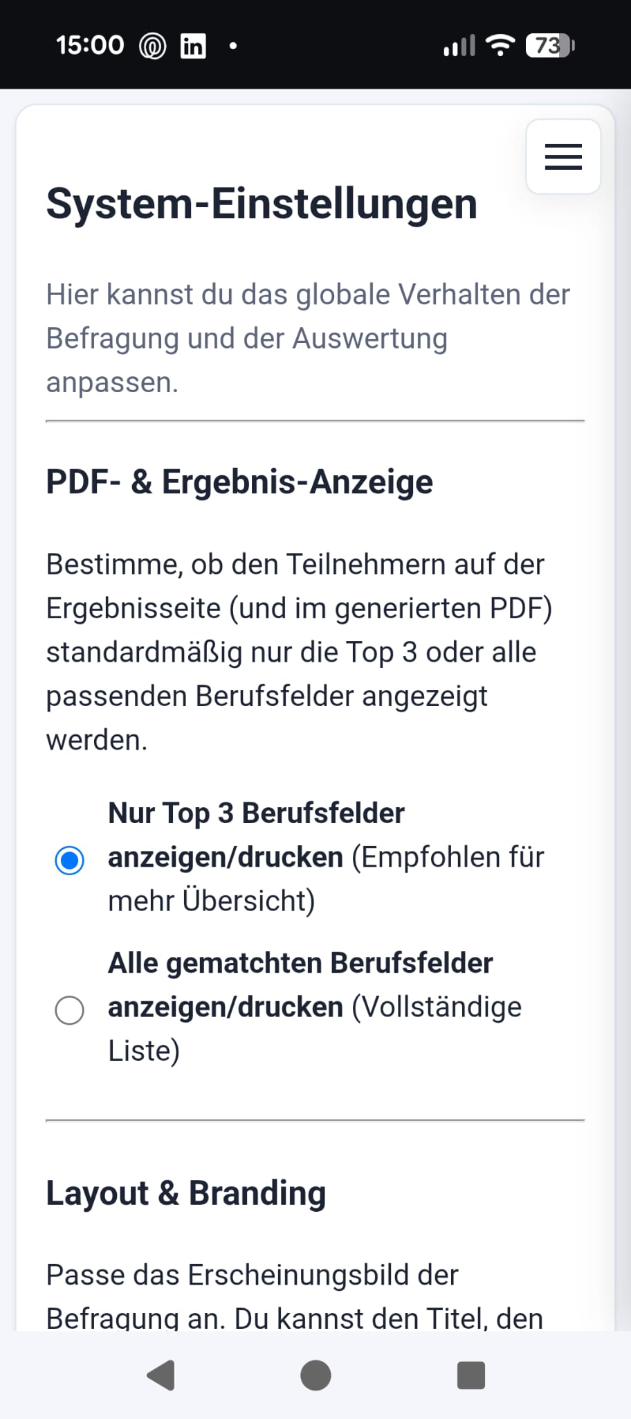 System Einstellungen